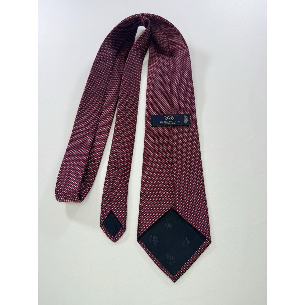Brooks Brothers 346 Silk Geometric Woven Tie Red Blue White Mens One Size - Picture 4 of 6
